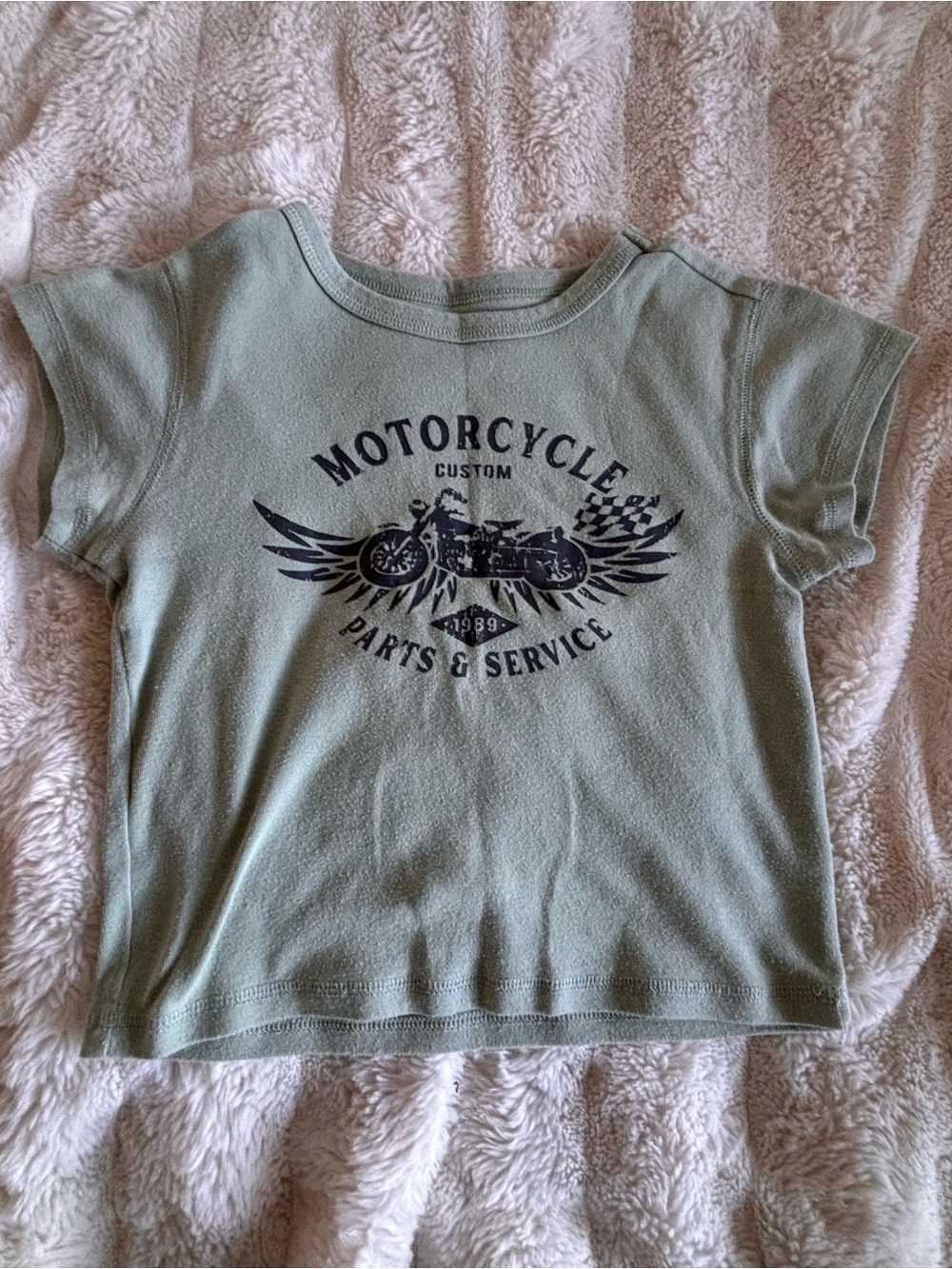 Girls' Motorcycle Graphic Tee - Sage Green